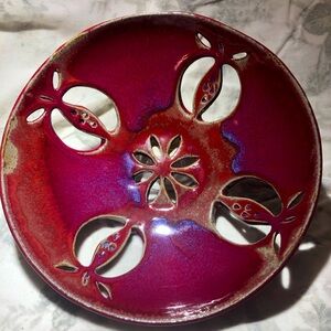 Gorgeous Red/Purple Cherry/Berry Ceramic Bowl, stamped by studio